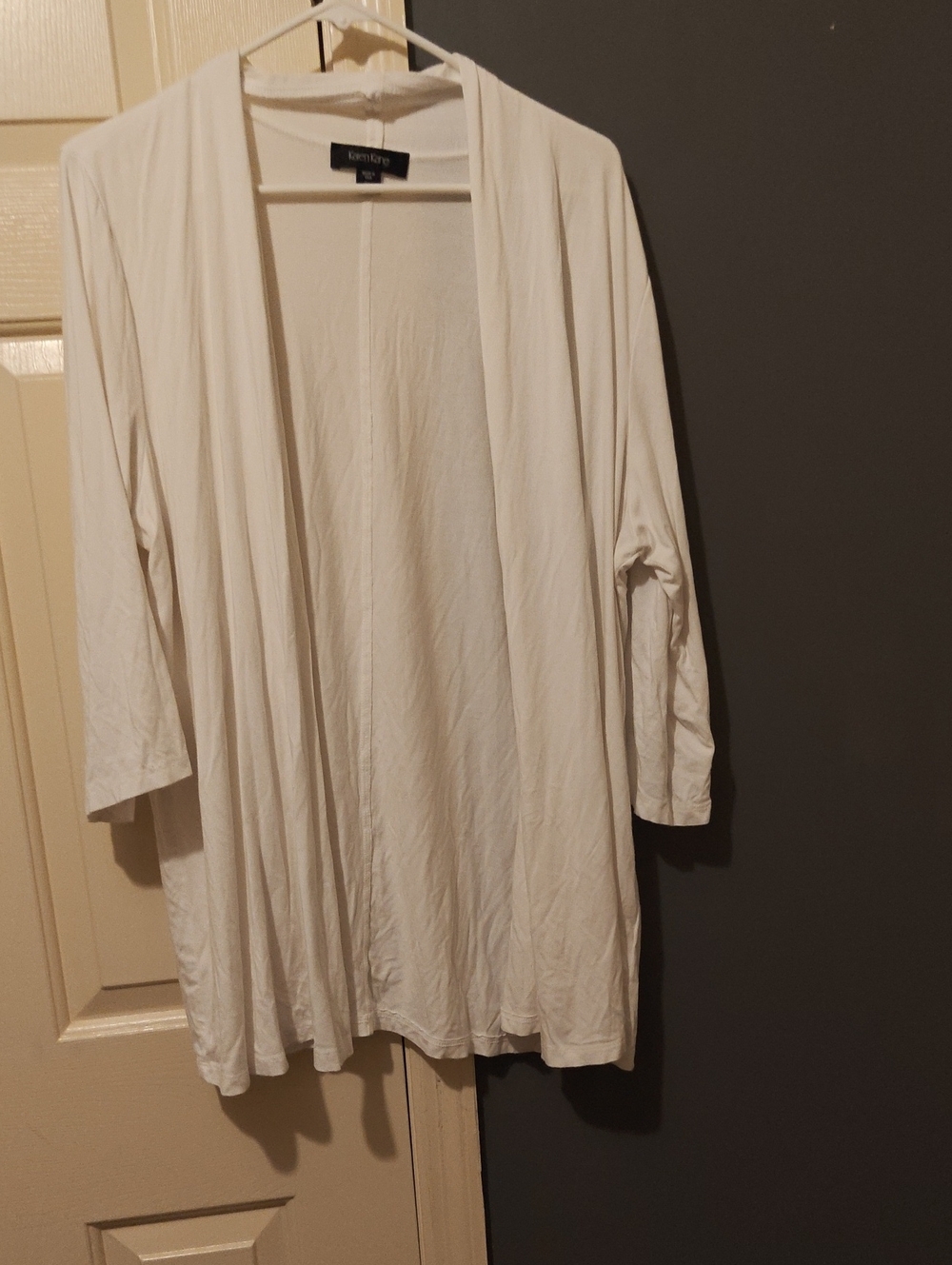 Karen Kane Open-Front Lightweight Robe Cardigan in White